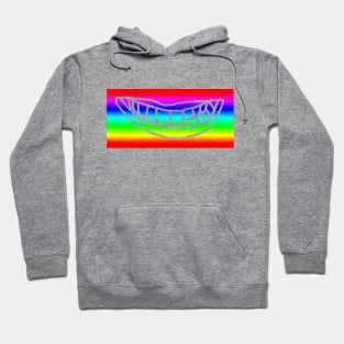 Rainbow Stripes Minimal Lips Hoodie